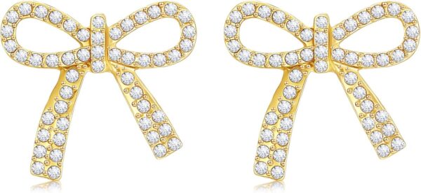 Earrings for Women,Bow Pearl Gold Tassel Waterdrop Design, Statement Earring Stud